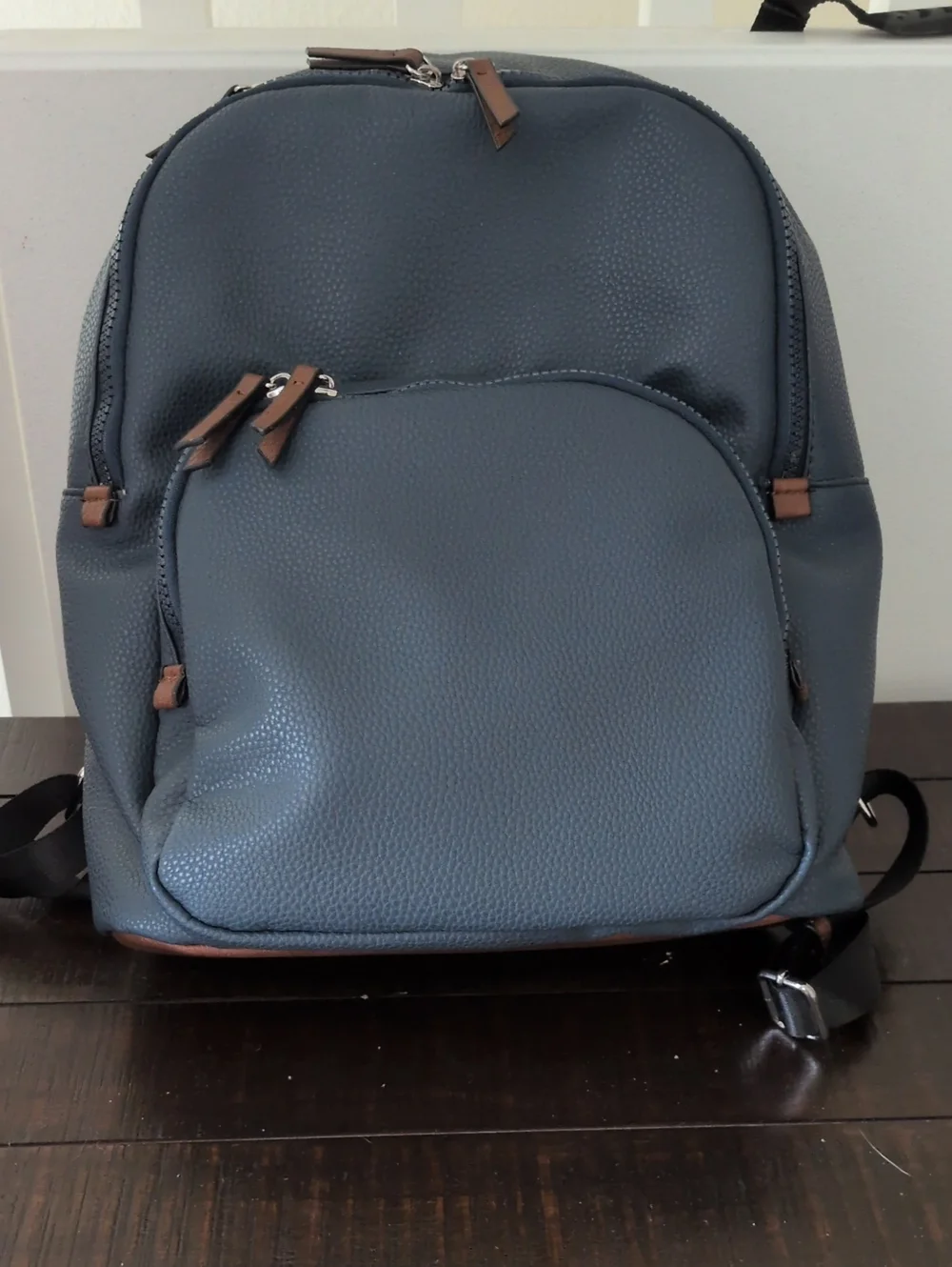 Slate Blue Vegan Leather Backpack